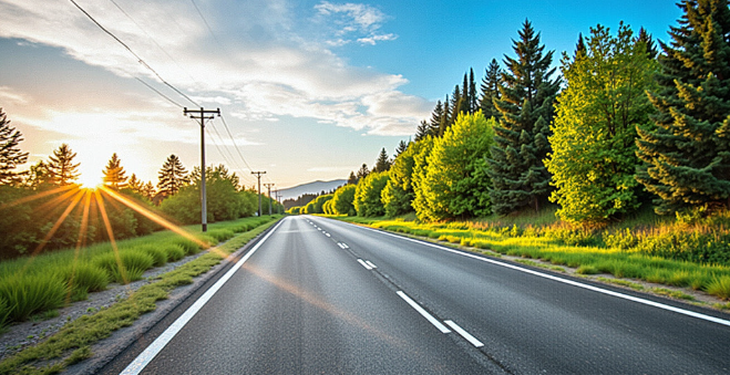 Hình ảnh con đường dài với ánh bình minh phía trước, tượng trưng cho khởi đầu mới sau vấp ngã.