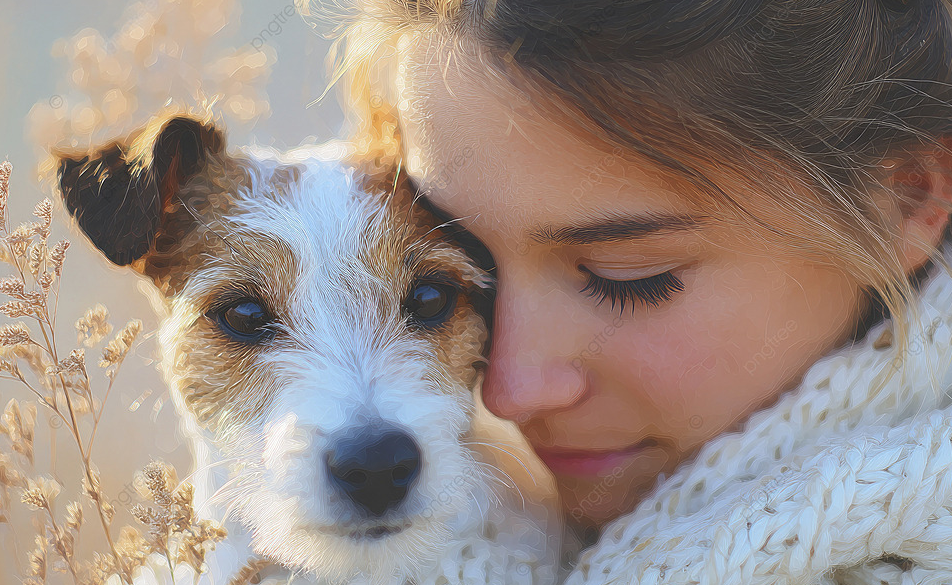  Hình người ôm chú chó già, ánh sáng trầm buồn – gợi cảm xúc chia ly và trân trọng