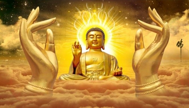 Ảnh tượng Phật tỏa sáng giữa không gian linh thiêng, mang cảm giác an yên và phúc đức