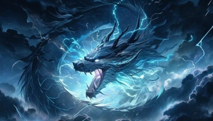 Hình minh họa rồng bạch kim bay trên mây, biểu tượng cho sự may mắn và thành công.