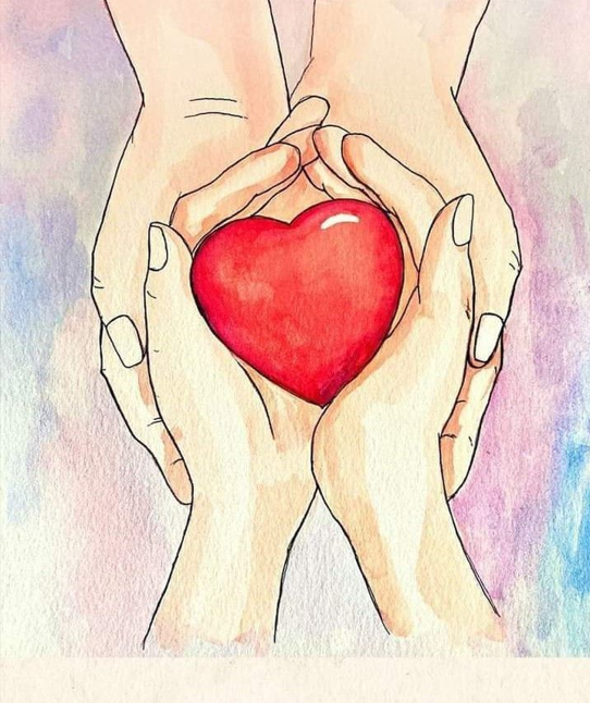 Hình minh họa nghệ thuật đôi tay chạm nhẹ vào tim, thể hiện cảm xúc và nội tâm